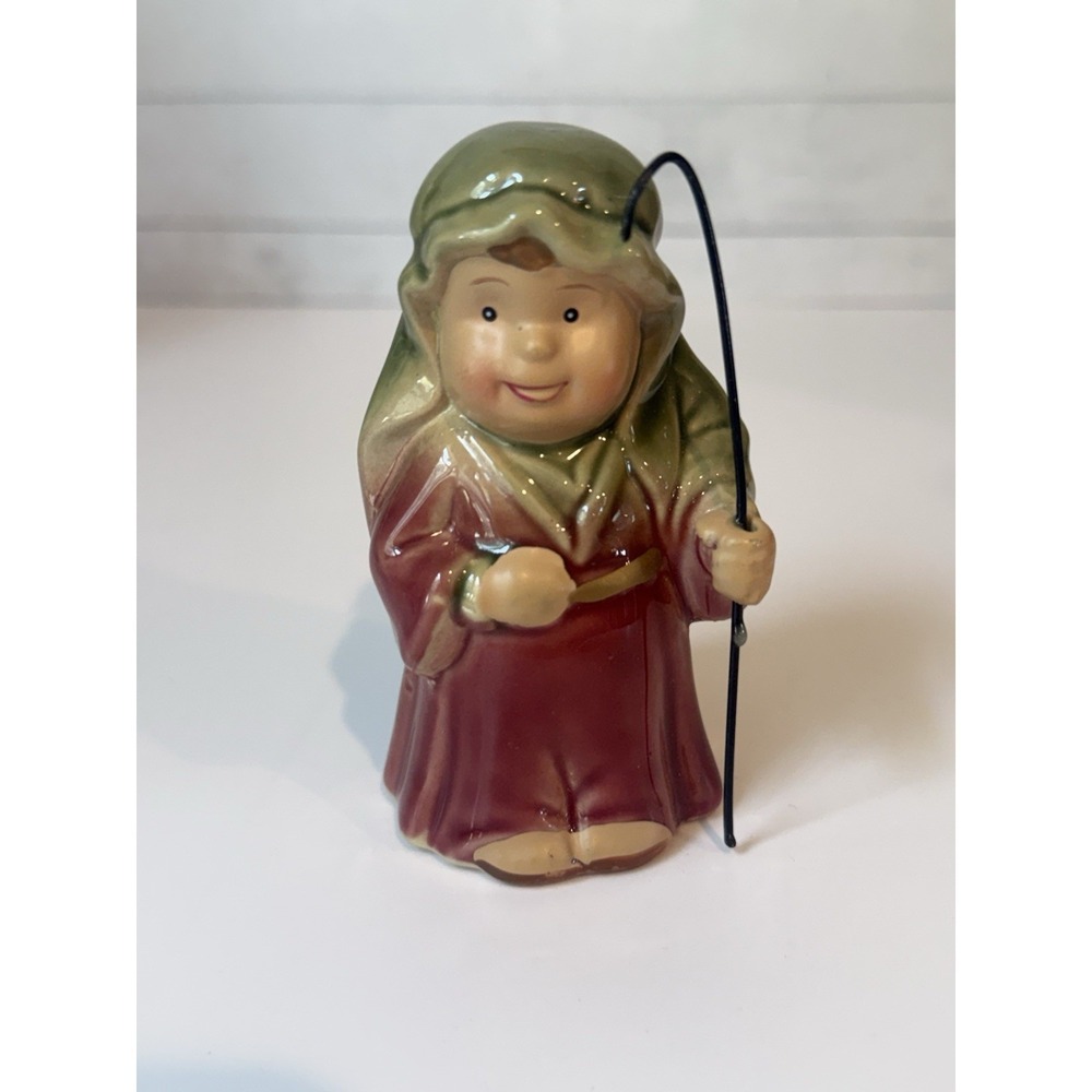 Vintage Ceramic Nativity Joseph Figure Replacement Piece Staff Christmas 4"